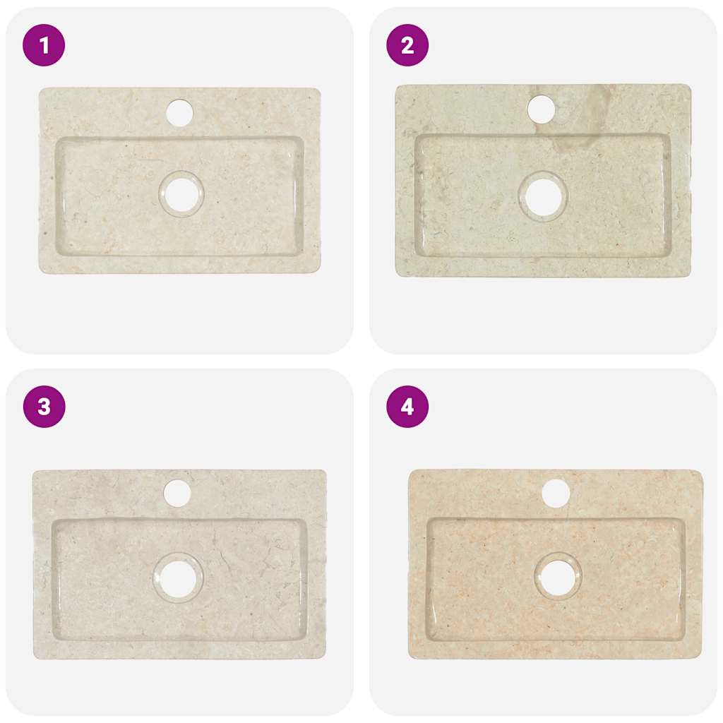 vidaXL Sink Cream 38x24x6.5 cm Marble