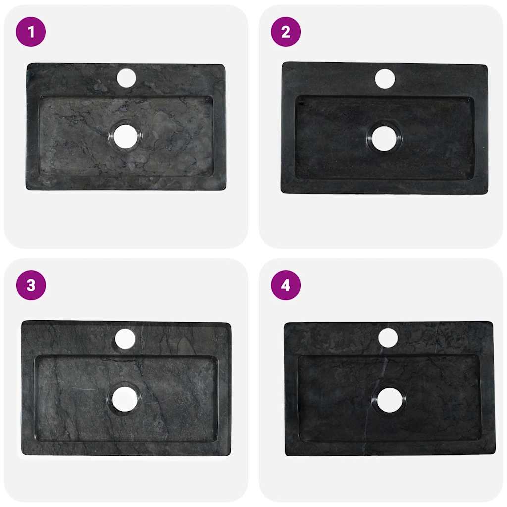 vidaXL Sink Black 38x24x6.5 cm Marble