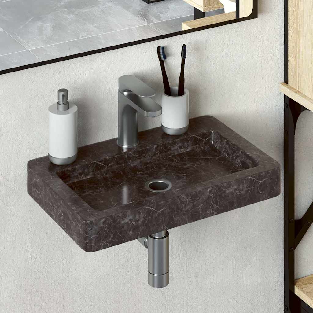 vidaXL Sink Black 38x24x6.5 cm Marble