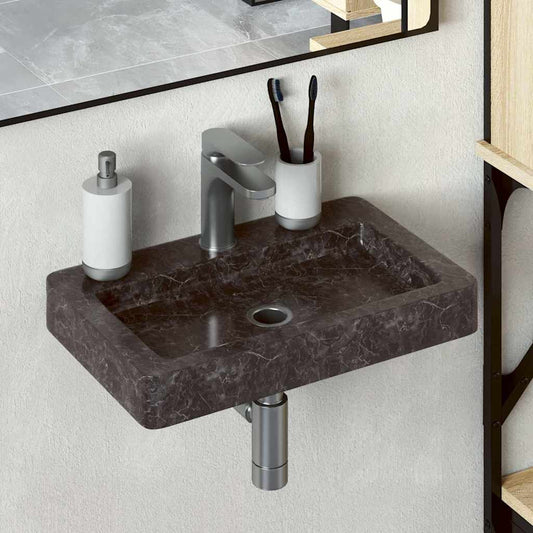 vidaXL Sink Black 38x24x6.5 cm Marble