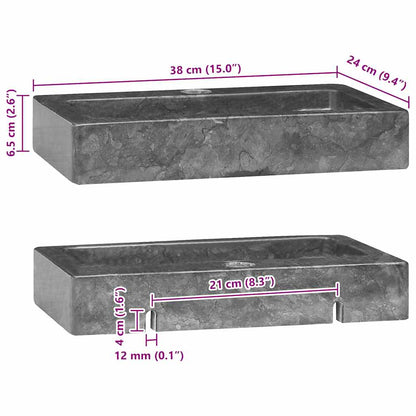 vidaXL Sink Grey 38x24x6.5 cm Marble