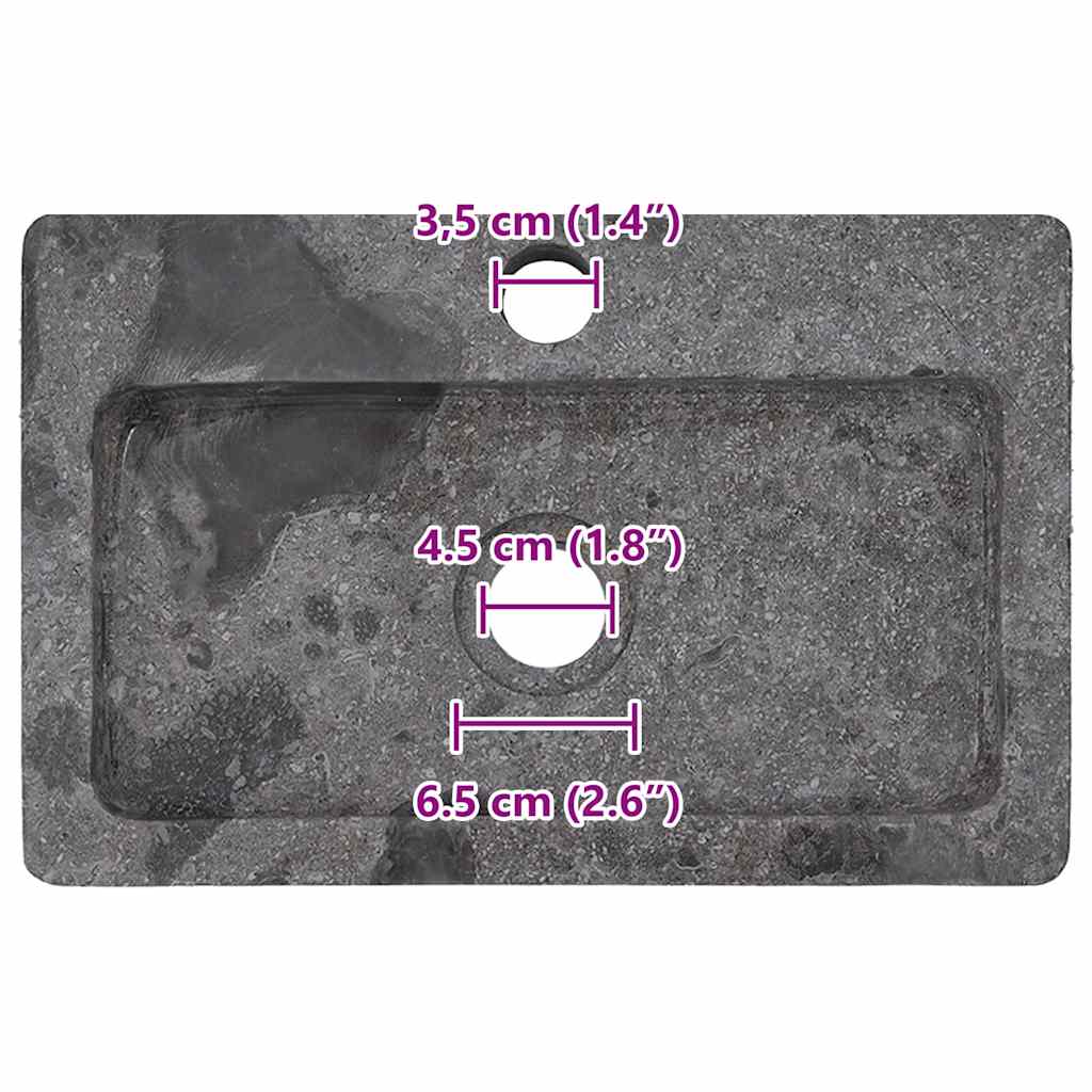 vidaXL Sink Grey 38x24x6.5 cm Marble