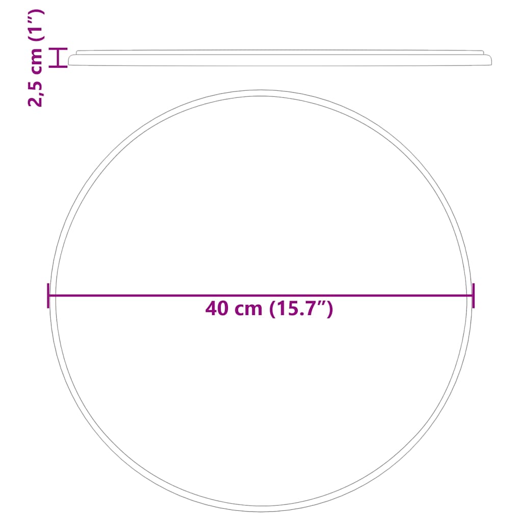 vidaXL Table Top Black Ø40x2.5 cm Marble