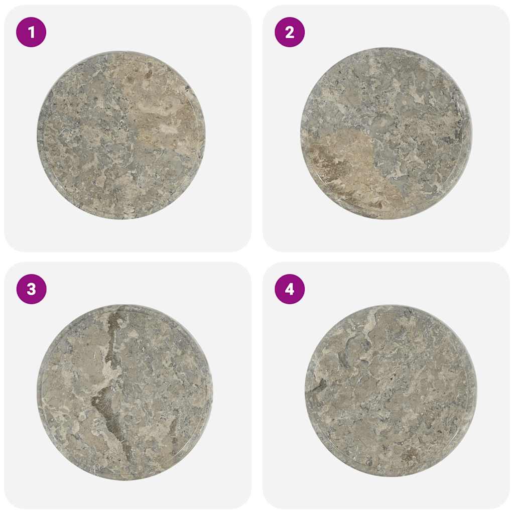 vidaXL Table Top Grey Ø40x2.5 cm Marble