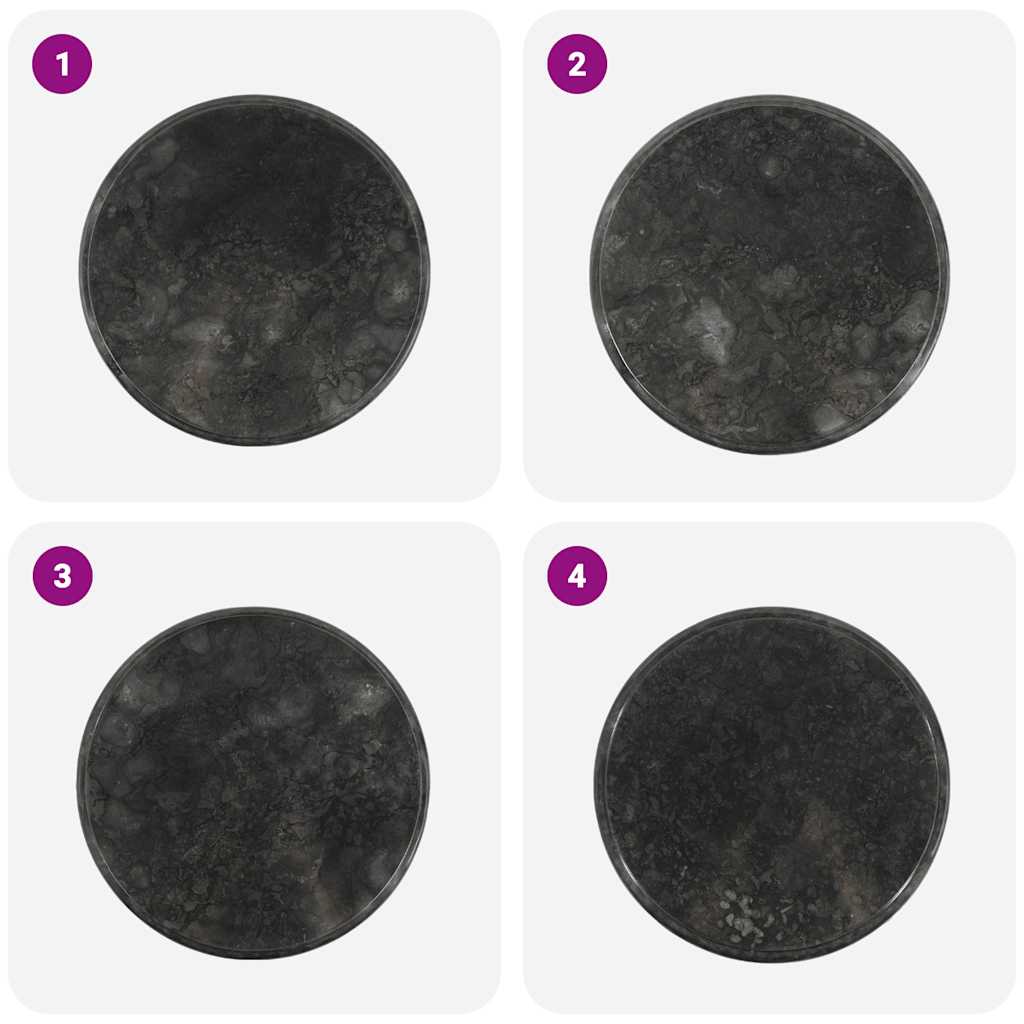 vidaXL Table Top Black Ø50x2.5 cm Marble