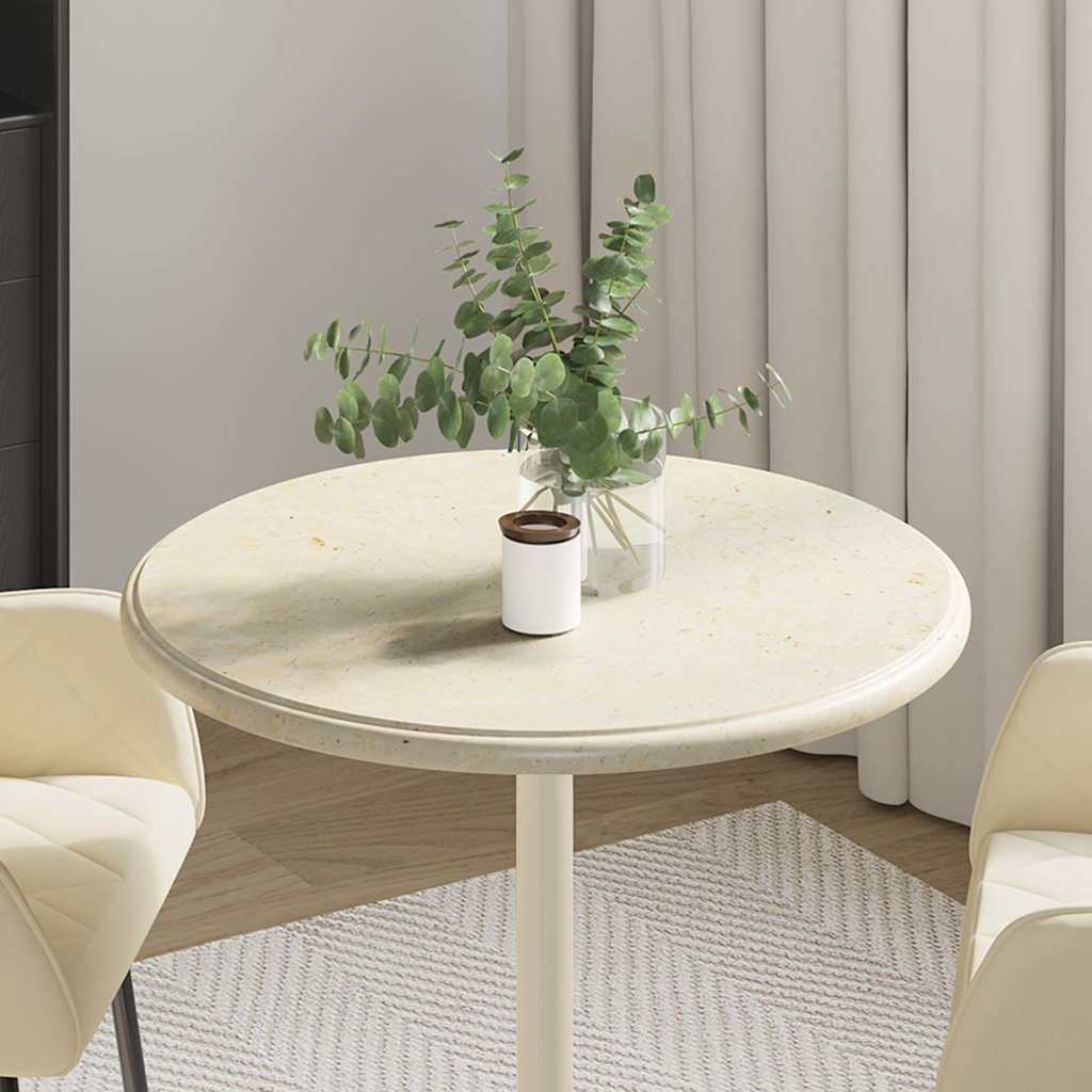 vidaXL Table Top | Cream | Marble | 60 x 2.5 cm | Durable | Table Top | Circular