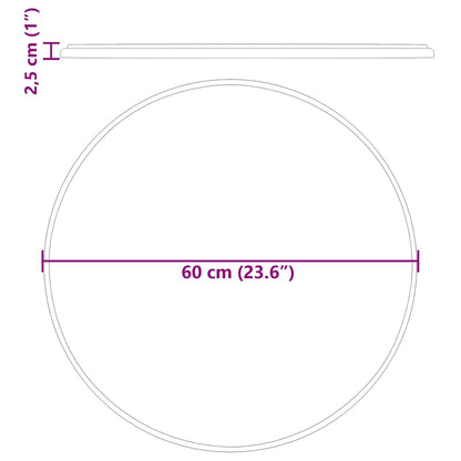 vidaXL Table Top Black Ø60x2.5 cm Marble
