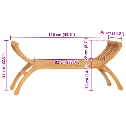 vidaXL Garden Bench 126 cm Solid Teak Wood