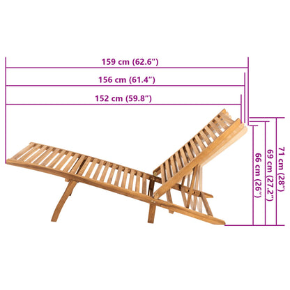vidaXL Sun Lounger | Teak | Teak Wood | Large |  Foldable  | Sun Lounger