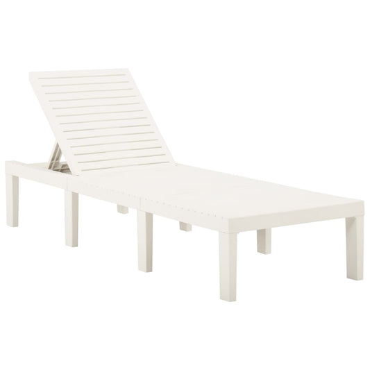 vidaXL Sunlounger | White | Plastic | 195 x 65 x 32 cm | Adjustable Backrest