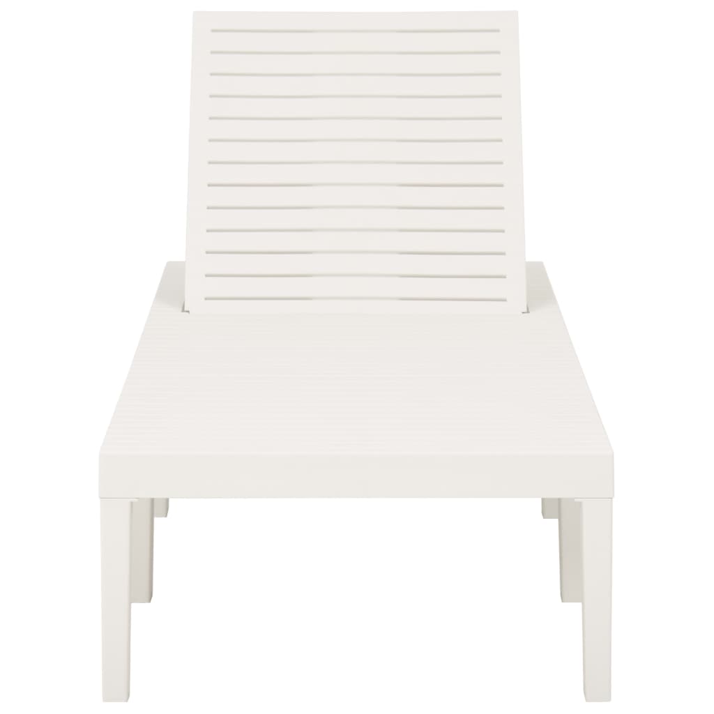 vidaXL Sunlounger | White | Plastic | 195 x 65 x 32 cm | Adjustable Backrest
