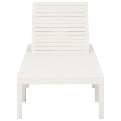 vidaXL Sunlounger | White | Plastic | 195 x 65 x 32 cm | Adjustable Backrest