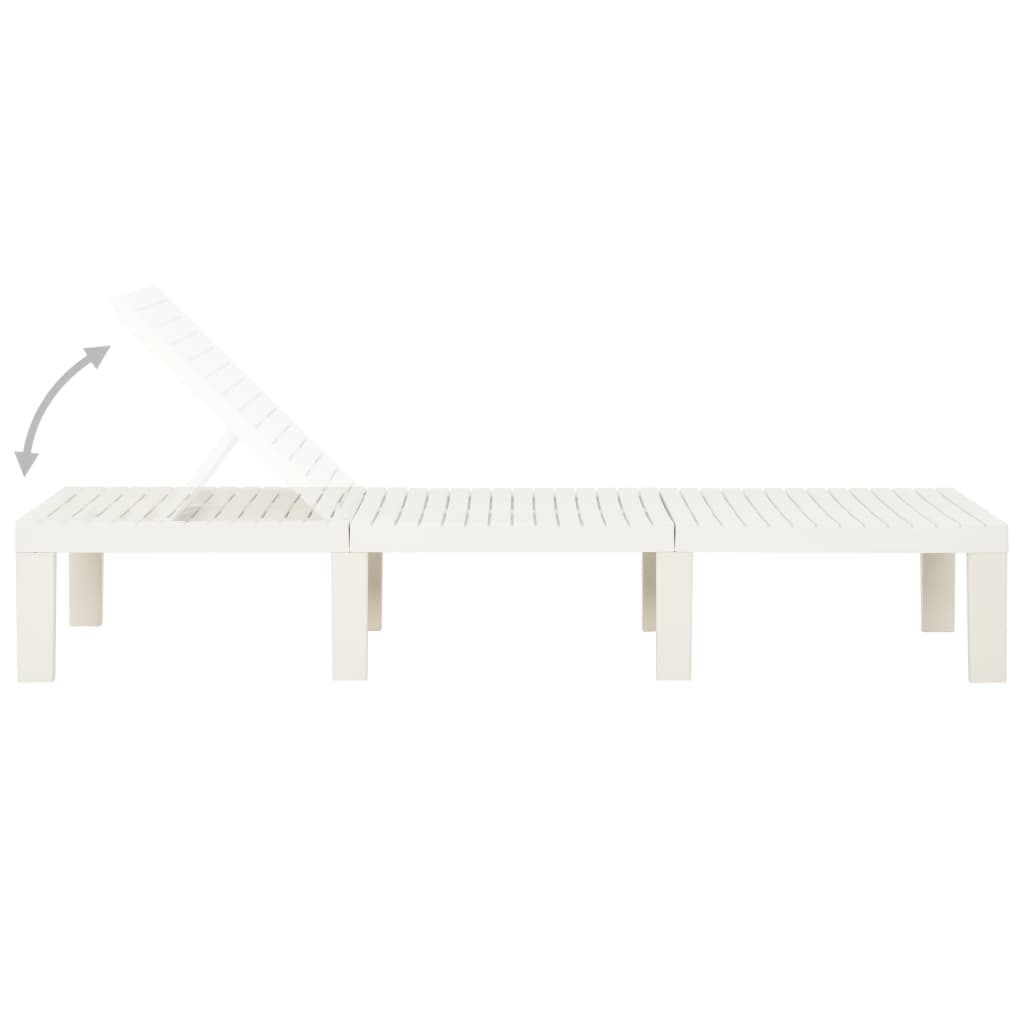 vidaXL Sunlounger | White | Plastic | 195 x 65 x 32 cm | Adjustable Backrest