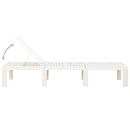 vidaXL Sunlounger | White | Plastic | 195 x 65 x 32 cm | Adjustable Backrest