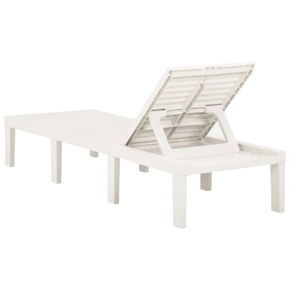 vidaXL Sunlounger | White | Plastic | 195 x 65 x 32 cm | Adjustable Backrest