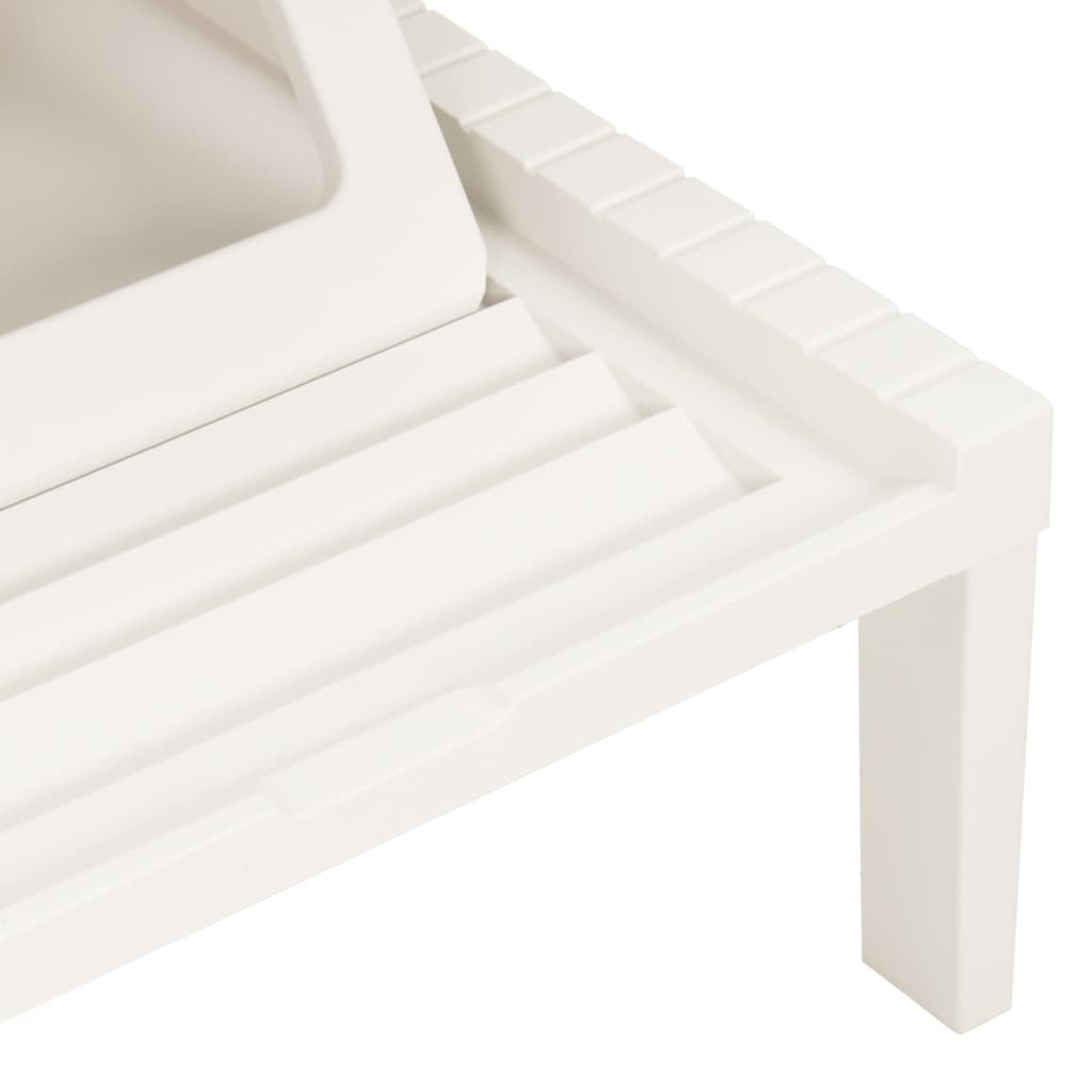vidaXL Sunlounger | White | Plastic | 195 x 65 x 32 cm | Adjustable Backrest