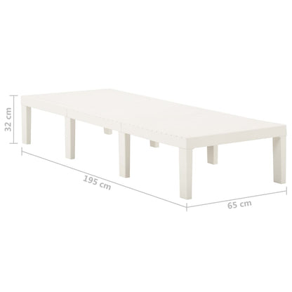 vidaXL Sunlounger | White | Plastic | 195 x 65 x 32 cm | Adjustable Backrest
