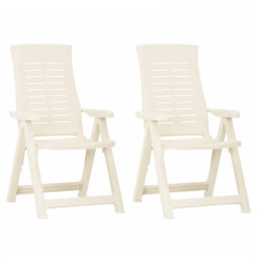 vidaXL Reclining Folding Chairs 2 pcs Plastic White