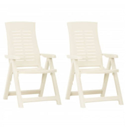 vidaXL Reclining Folding Chairs 2 pcs Plastic White