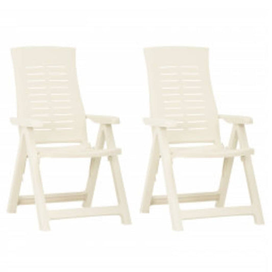 vidaXL Reclining Folding Chairs 2 pcs Plastic White