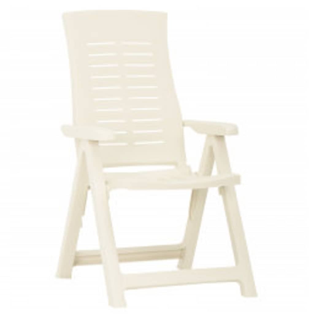 vidaXL Reclining Folding Chairs 2 pcs Plastic White