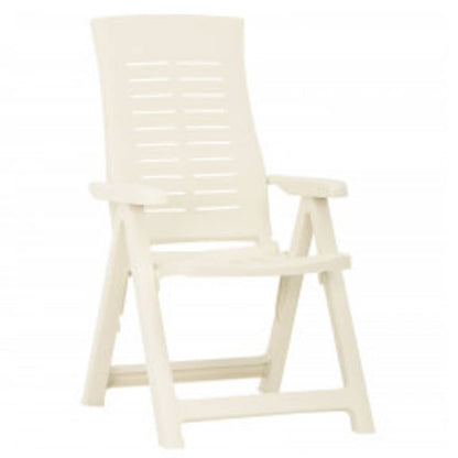 vidaXL Reclining Folding Chairs 2 pcs Plastic White