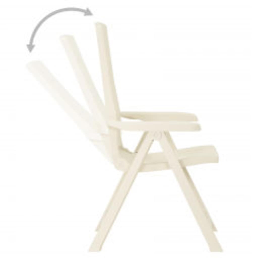 vidaXL Reclining Folding Chairs 2 pcs Plastic White