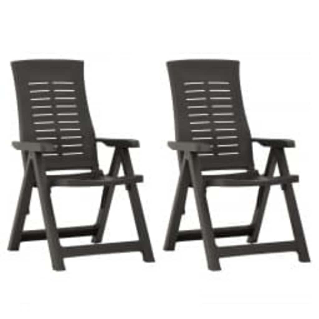 vidaXL Reclining Folding Chairs 2 pcs Plastic Anthracite