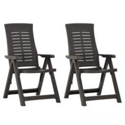 vidaXL Reclining Folding Chairs 2 pcs Plastic Anthracite