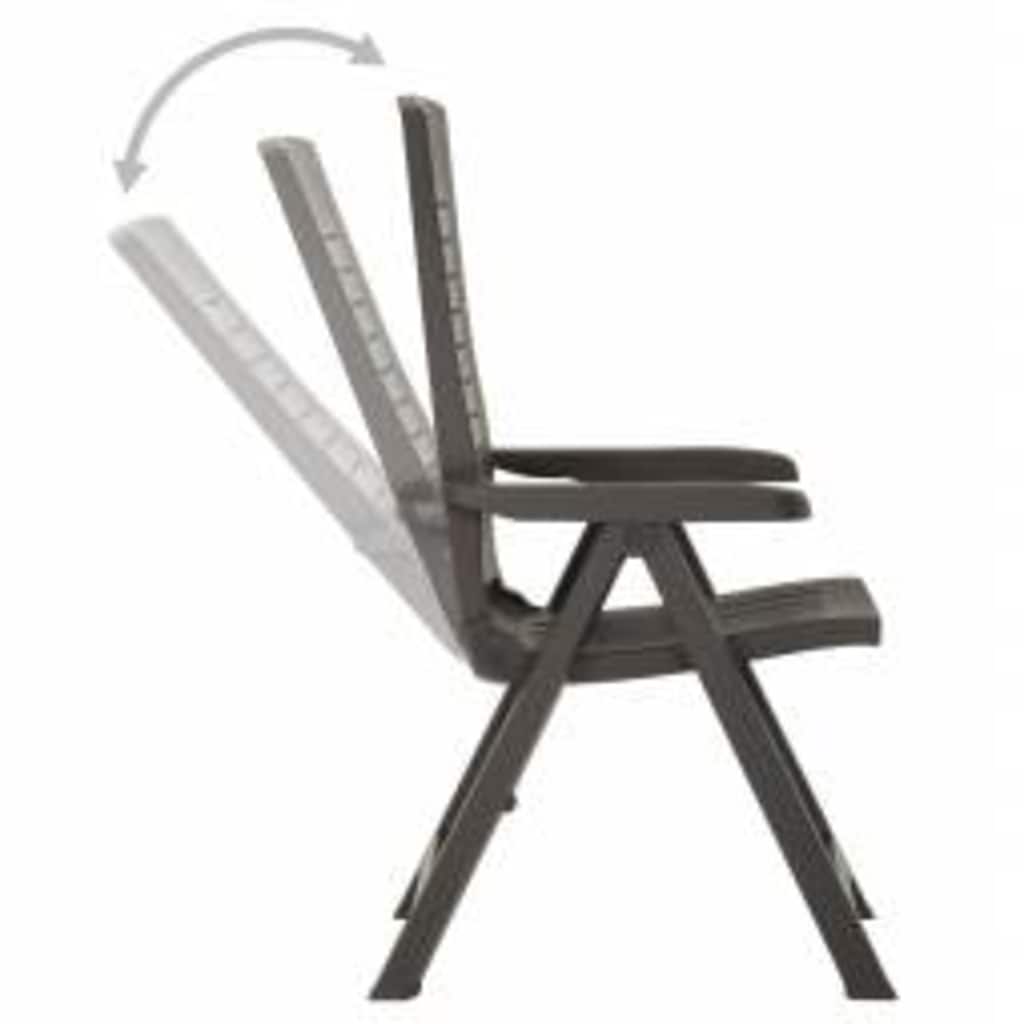 vidaXL Reclining Folding Chairs 2 pcs Plastic Anthracite
