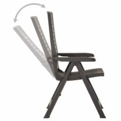 vidaXL Reclining Folding Chairs 2 pcs Plastic Anthracite