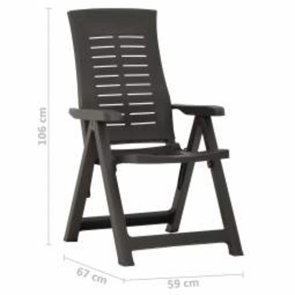 vidaXL Reclining Folding Chairs 2 pcs Plastic Anthracite