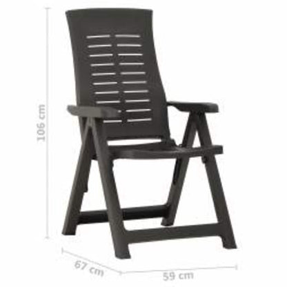 vidaXL Reclining Folding Chairs 2 pcs Plastic Anthracite