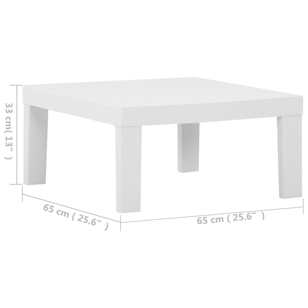 vidaXL Lounge Table | White | Plastic | Small | Durable | Lounge Table | Square