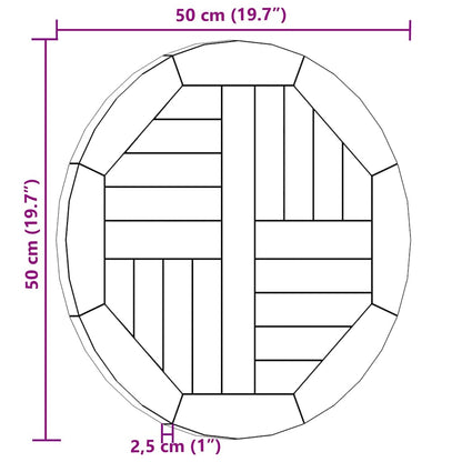vidaXL Table Top | Natural Teak | Fine sanded teak hardwood | 50 cm Diameter