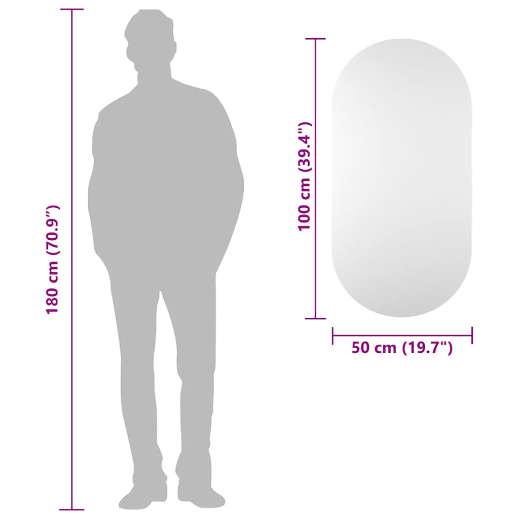 vidaXL Mirror | Transparent | Glass | Medium | Minimalist | Mirror | Oblong