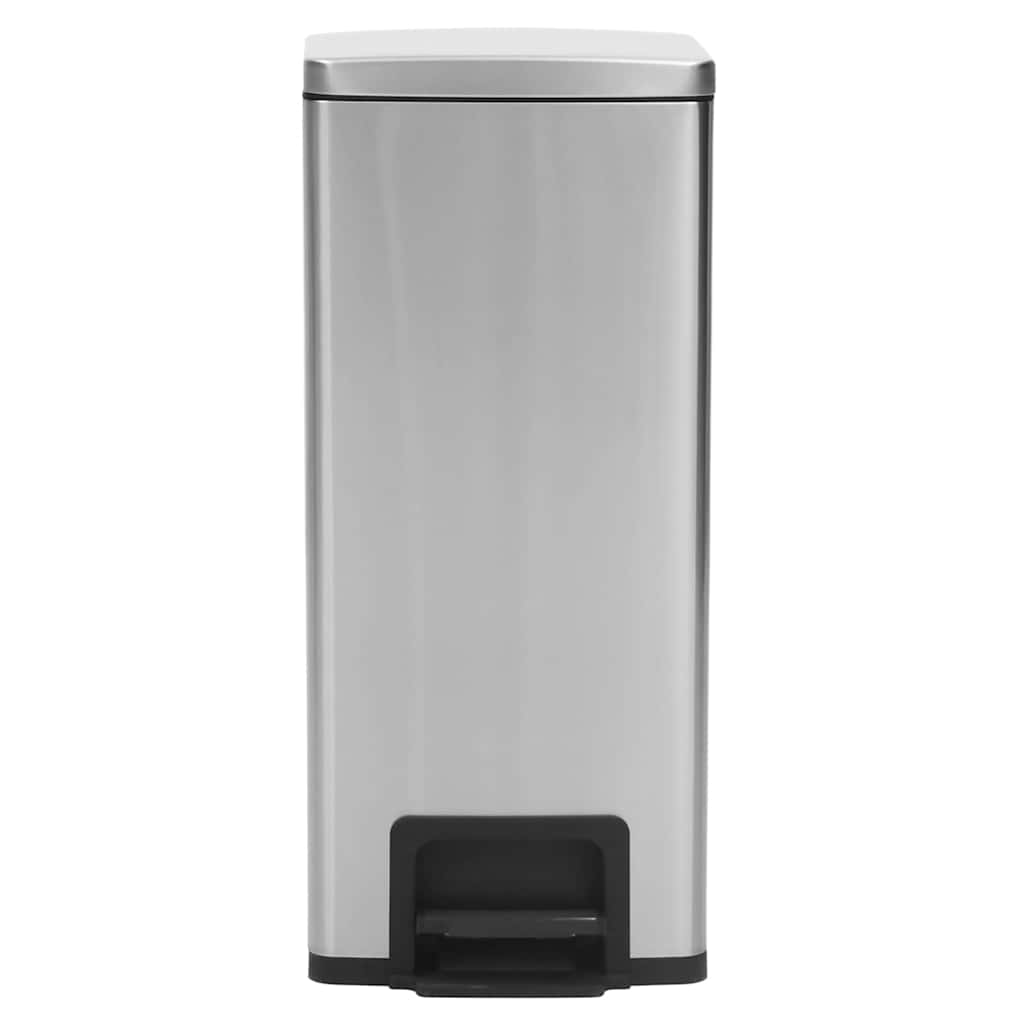 149571 vidaXL Dustbin with Pedal Anti-fingerprint 30L Silver Stainless Steel