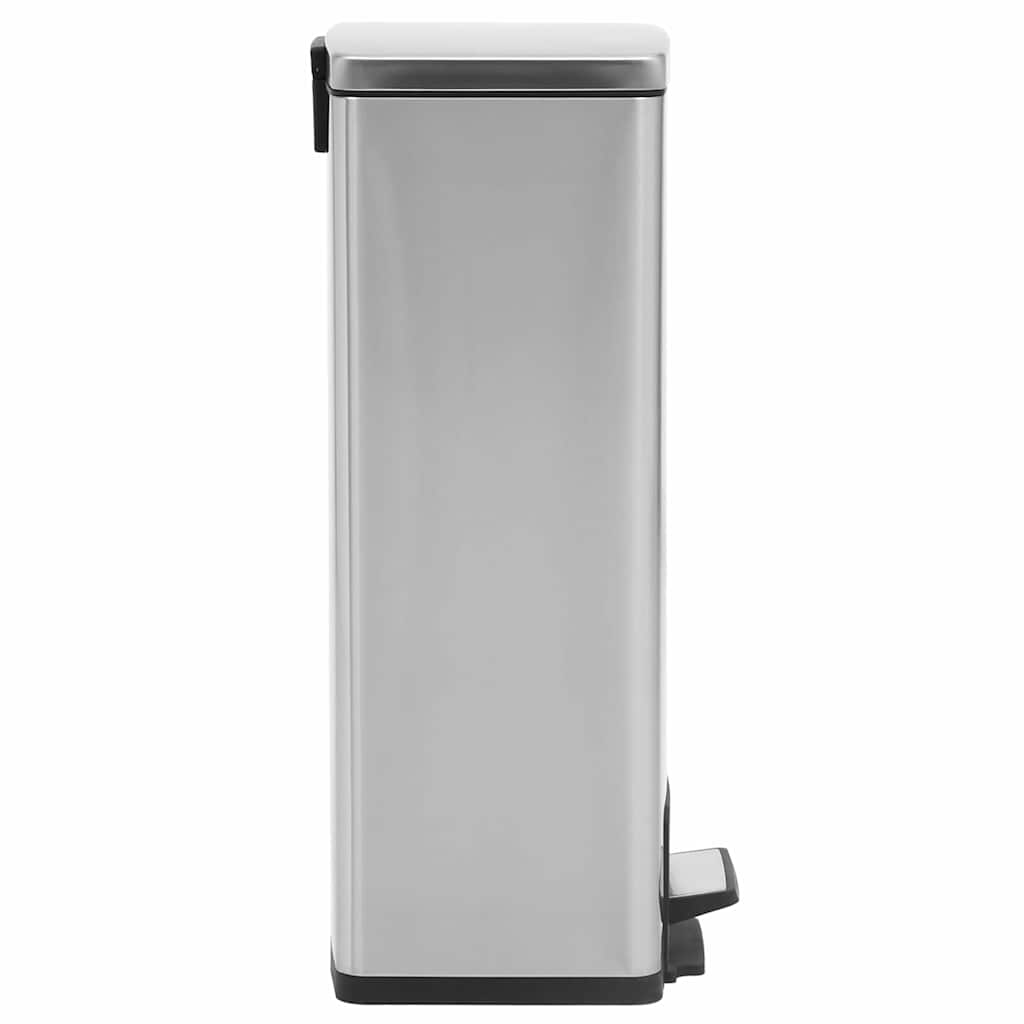 149571 vidaXL Dustbin with Pedal Anti-fingerprint 30L Silver Stainless Steel