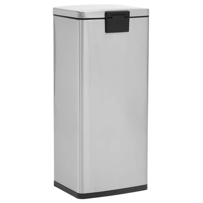 149571 vidaXL Dustbin with Pedal Anti-fingerprint 30L Silver Stainless Steel