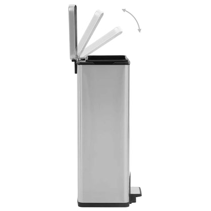 149571 vidaXL Dustbin with Pedal Anti-fingerprint 30L Silver Stainless Steel
