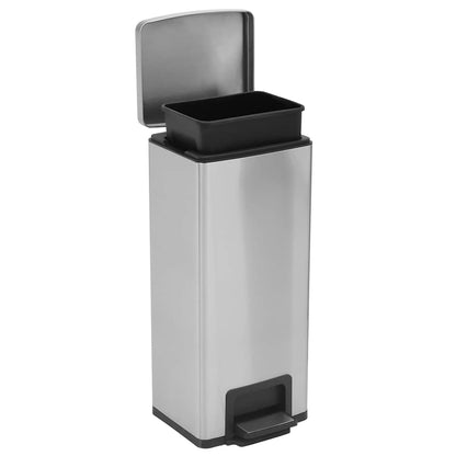 149571 vidaXL Dustbin with Pedal Anti-fingerprint 30L Silver Stainless Steel