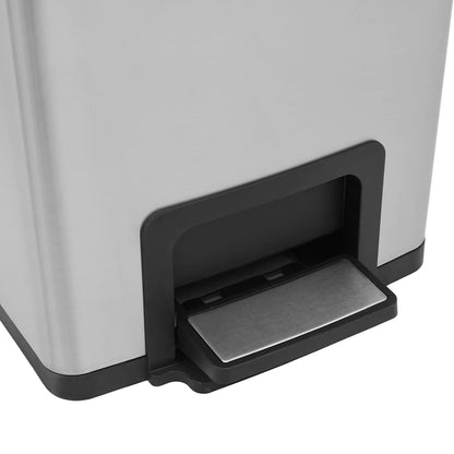 149571 vidaXL Dustbin with Pedal Anti-fingerprint 30L Silver Stainless Steel