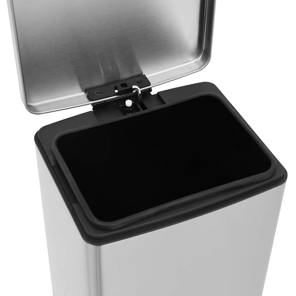 149571 vidaXL Dustbin with Pedal Anti-fingerprint 30L Silver Stainless Steel
