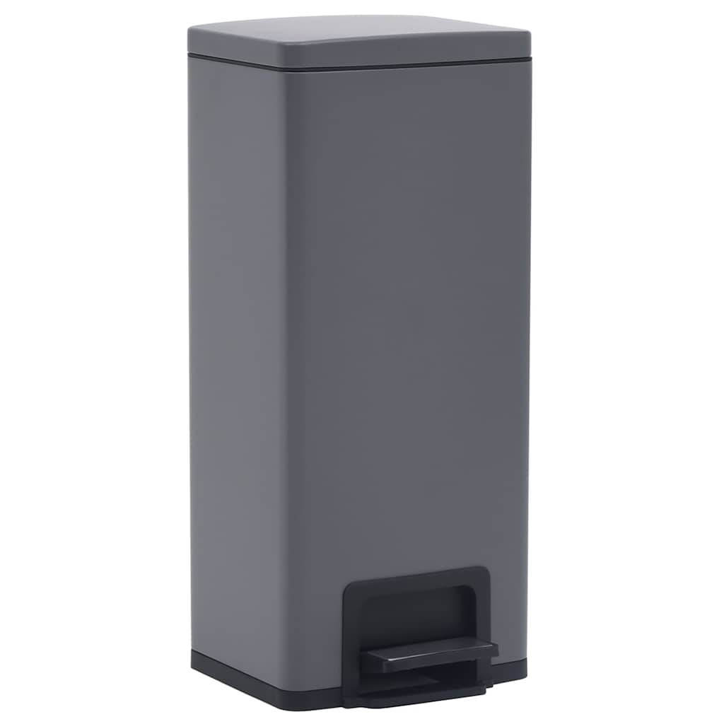 145972 vidaXL Dustbin with Pedal Anti-fingerprint 30L Grey Stainless Steel