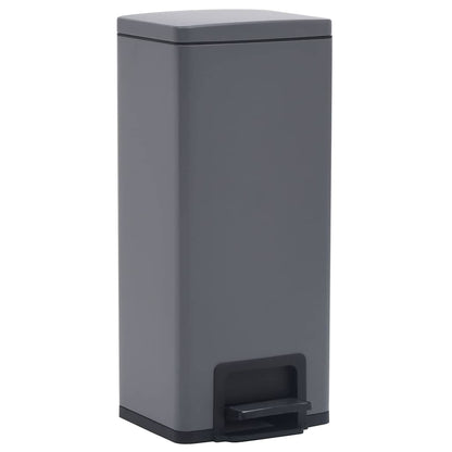 145972 vidaXL Dustbin with Pedal Anti-fingerprint 30L Grey Stainless Steel