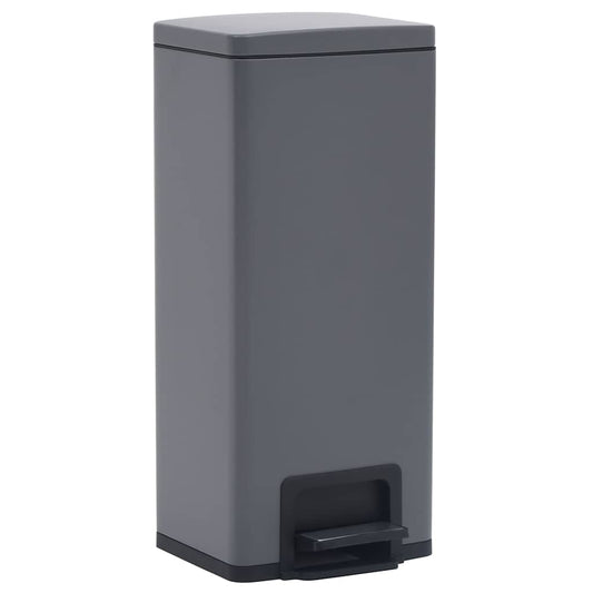 145972 vidaXL Dustbin with Pedal Anti-fingerprint 30L Grey Stainless Steel