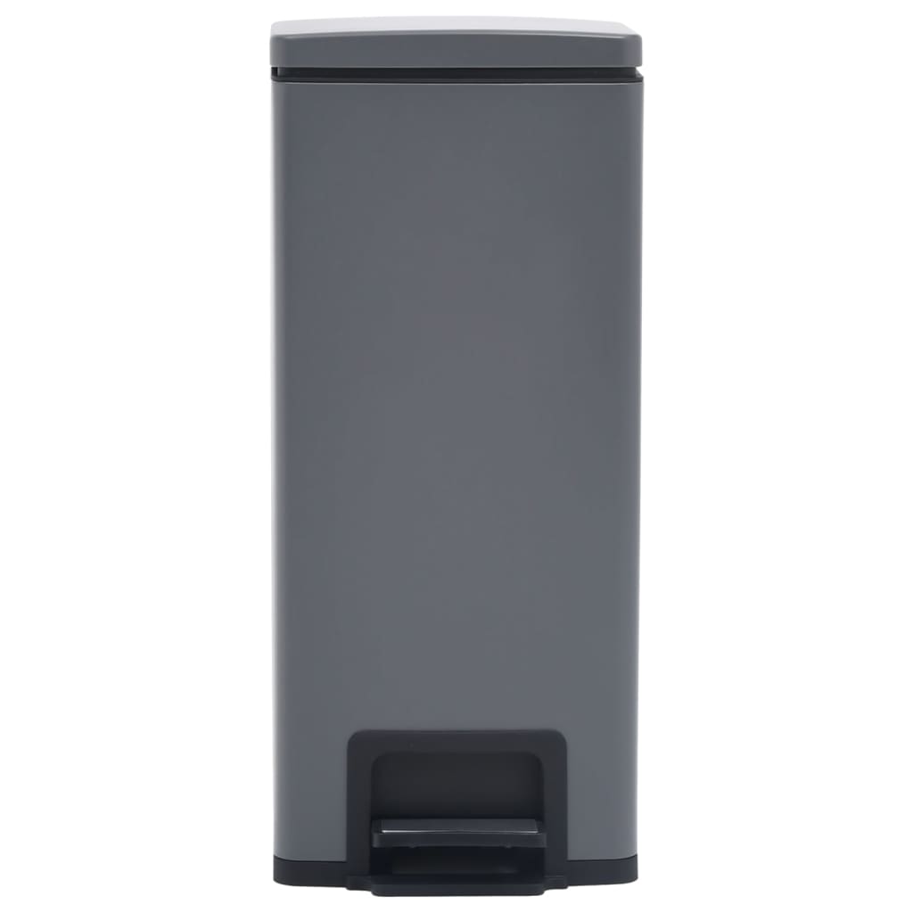 145972 vidaXL Dustbin with Pedal Anti-fingerprint 30L Grey Stainless Steel