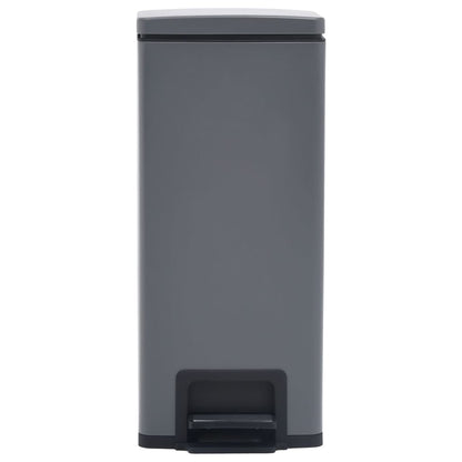 145972 vidaXL Dustbin with Pedal Anti-fingerprint 30L Grey Stainless Steel
