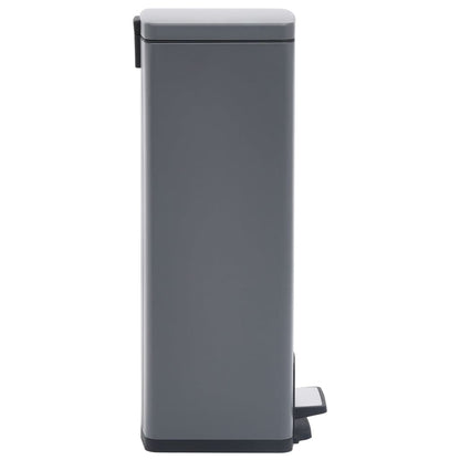 vidaXL Dustbin with Pedal Anti-fingerprint 30L Grey Stainless Steel