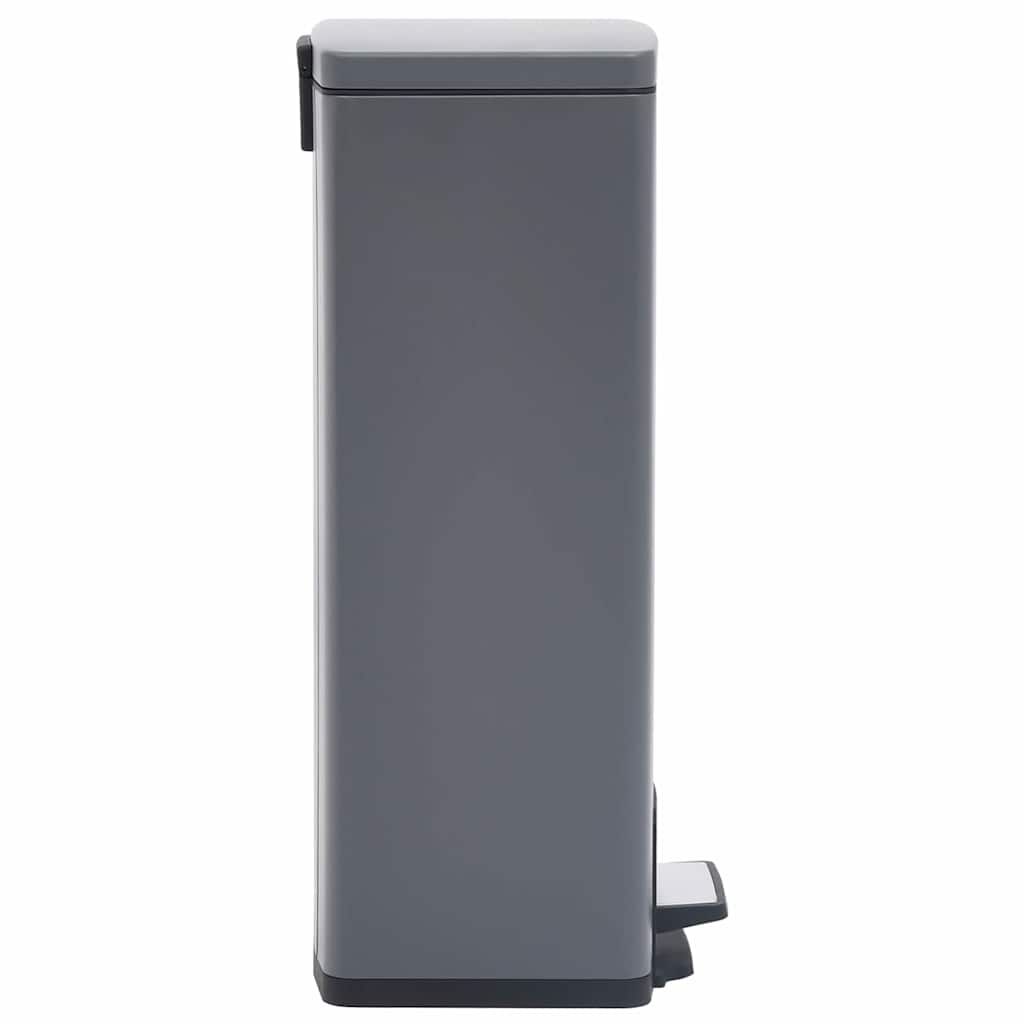 145972 vidaXL Dustbin with Pedal Anti-fingerprint 30L Grey Stainless Steel